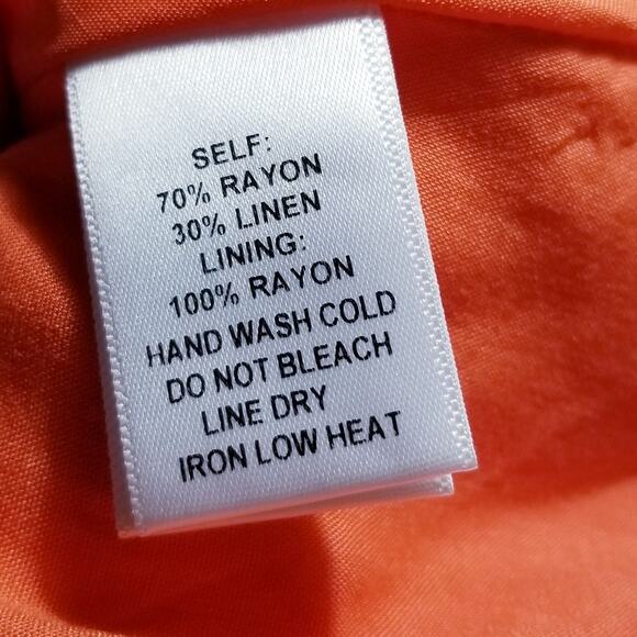 PROMESA Dress One-Shoulder Linen Blend Orange - Size M - Picture 6 of 8